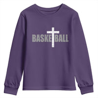 Christian Basketball Cross Youth Sweatshirt Vintage Minimal Religious Faith