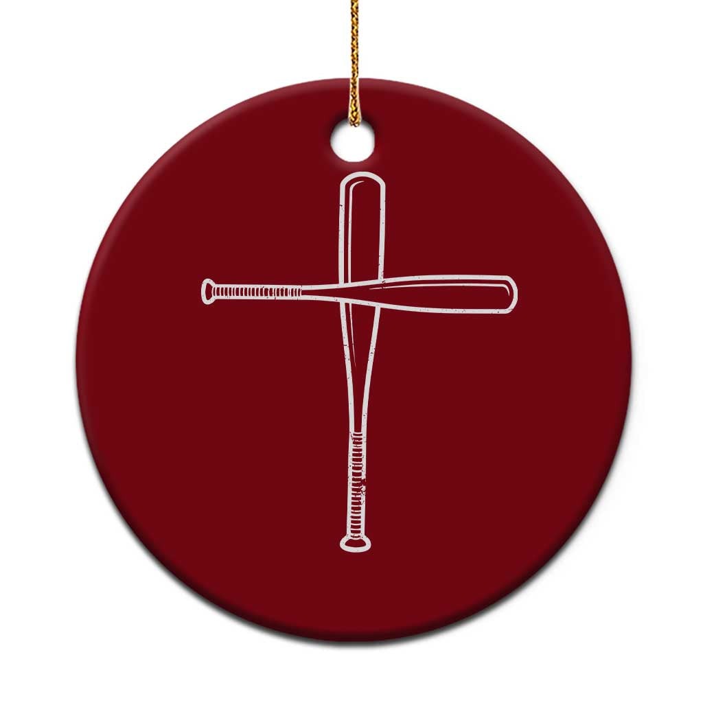 Cross Baseball Bats Ceramic Ornament Religious Christian Faith Sports Coach Pitcher