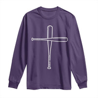 Cross Baseball Bats Long Sleeve Shirt Religious Christian Faith Sports Coach Pitcher