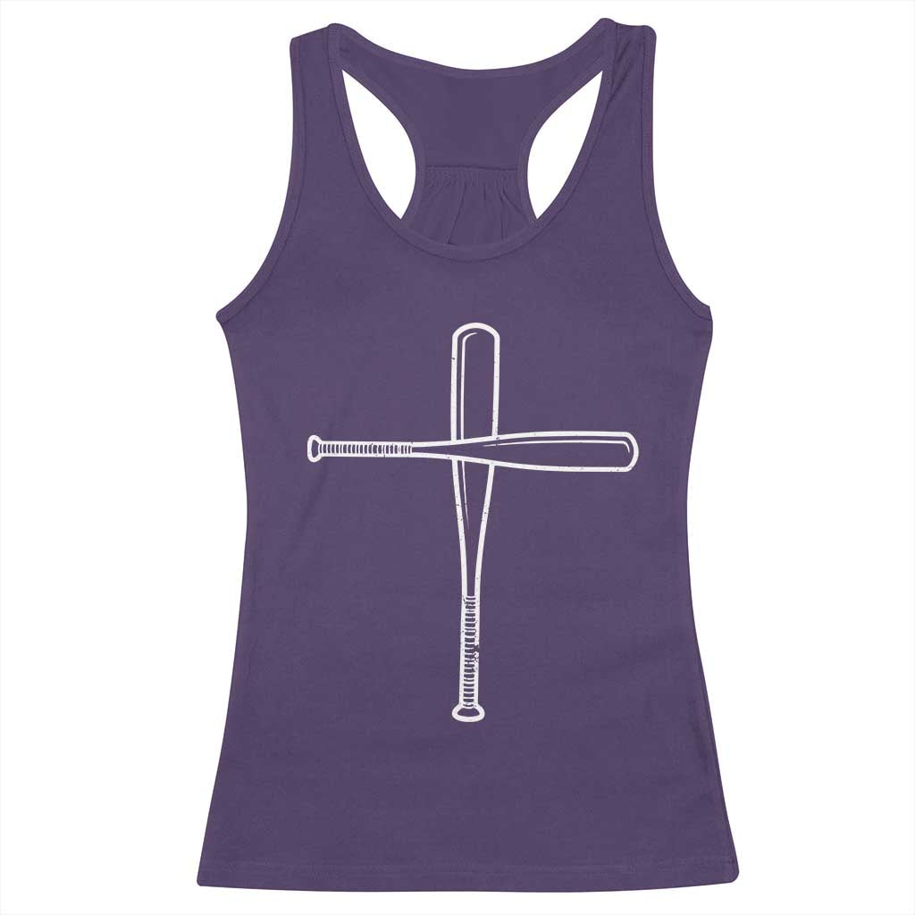 Cross Baseball Bats Racerback Tank Top Religious Christian Faith Sports Coach Pitcher