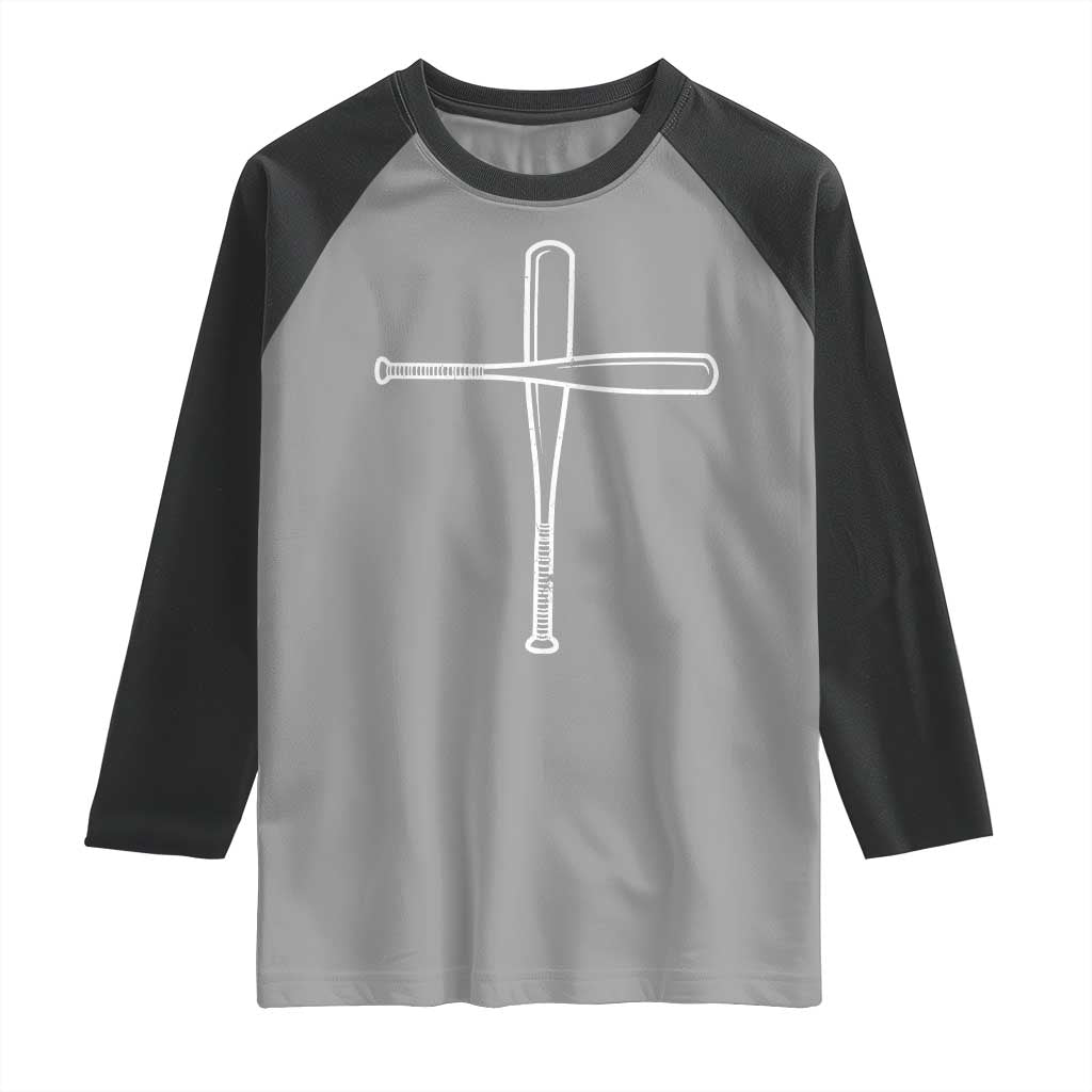 Cross Baseball Bats Raglan Shirt Religious Christian Faith Sports Coach Pitcher