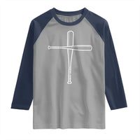 Cross Baseball Bats Raglan Shirt Religious Christian Faith Sports Coach Pitcher