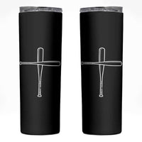 Cross Baseball Bats Skinny Tumbler Religious Christian Faith Sports Coach Pitcher