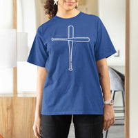 Cross Baseball Bats T Shirt For Women Religious Christian Faith Sports Coach Pitcher