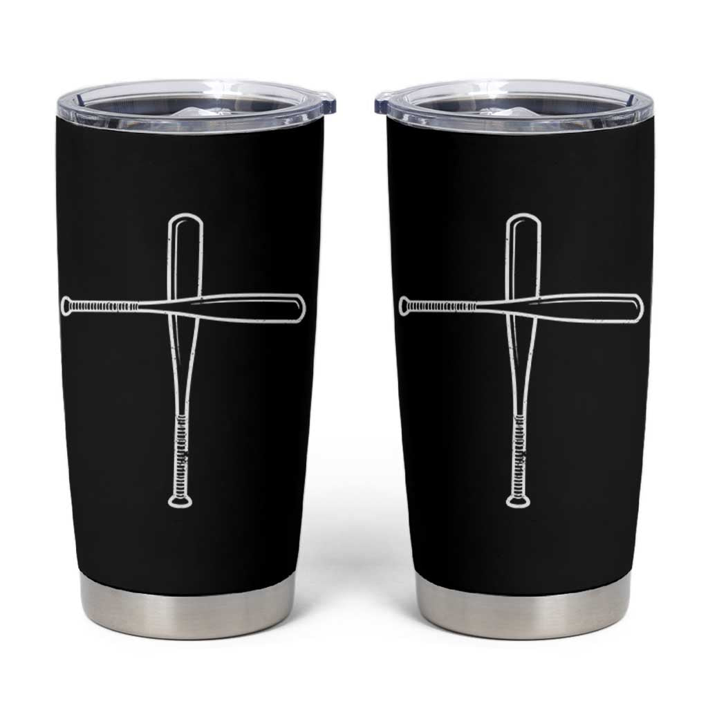 Cross Baseball Bats Tumbler Cup Religious Christian Faith Sports Coach Pitcher