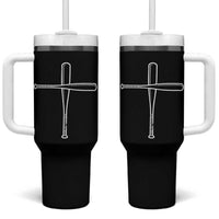 Cross Baseball Bats Tumbler With Handle Religious Christian Faith Sports Coach Pitcher
