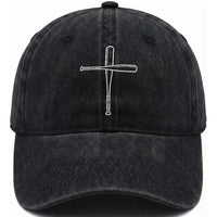 Cross Baseball Bats Washed Cotton Baseball Cap Religious Christian Faith Sports Coach Pitcher