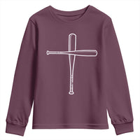 Cross Baseball Bats Youth Sweatshirt Religious Christian Faith Sports Coach Pitcher