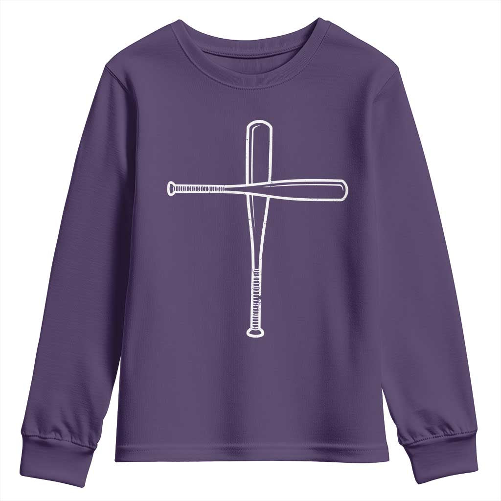 Cross Baseball Bats Youth Sweatshirt Religious Christian Faith Sports Coach Pitcher