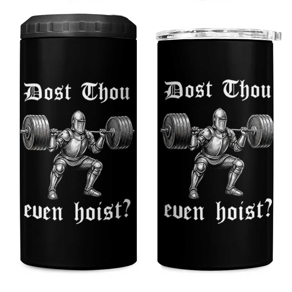 Knight Lifting Meme 4 in 1 Can Cooler Tumbler Funny Medieval Gym Dost Thou Even Hoist - Wonder Print Shop