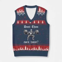 Knight Lifting Meme V-Neck Knit Sweater Vest Funny Medieval Gym Dost Thou Even Hoist - Wonder Print Shop