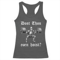 Knight Lifting Meme Racerback Tank Top Funny Medieval Gym Dost Thou Even Hoist - Wonder Print Shop