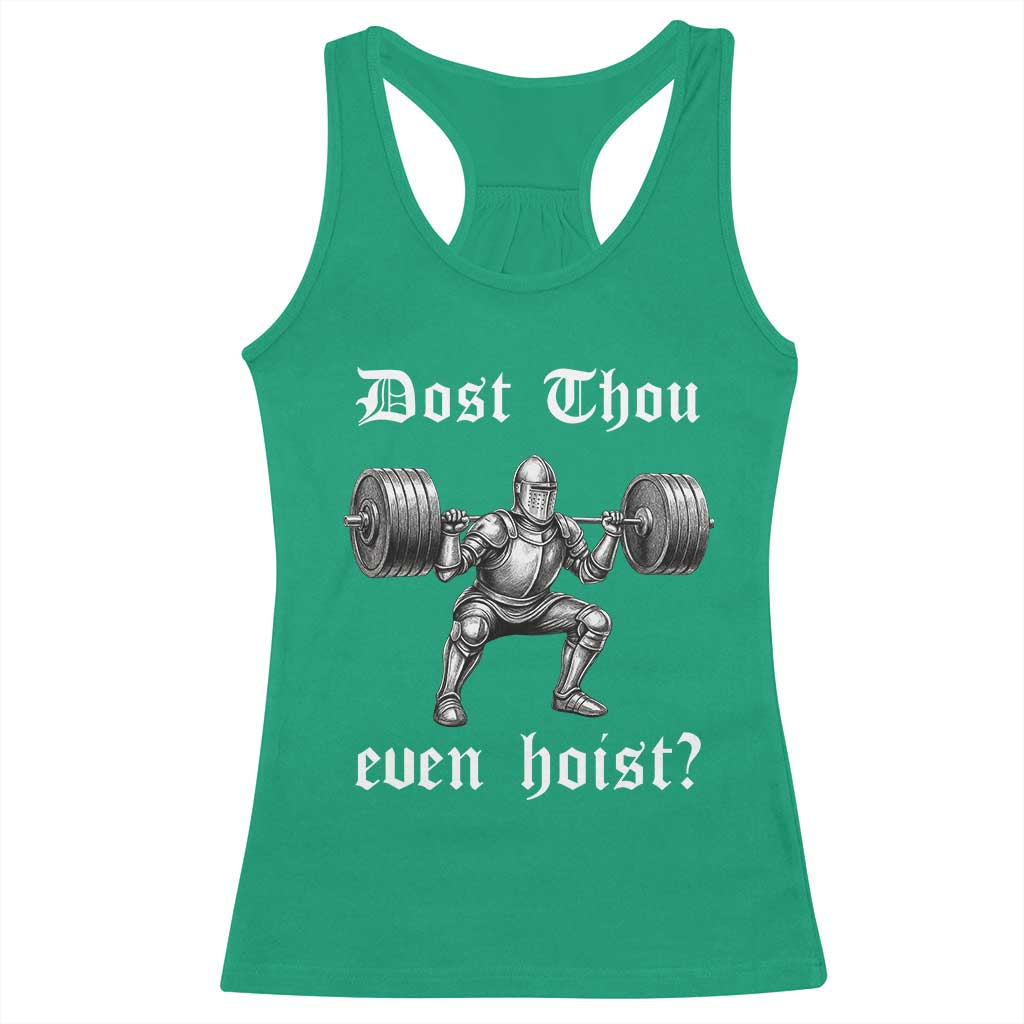 Knight Lifting Meme Racerback Tank Top Funny Medieval Gym Dost Thou Even Hoist - Wonder Print Shop