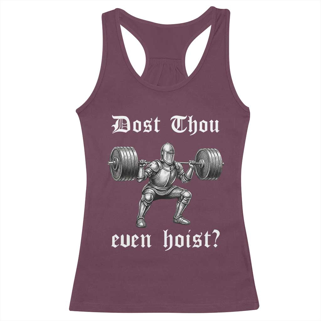 Knight Lifting Meme Racerback Tank Top Funny Medieval Gym Dost Thou Even Hoist - Wonder Print Shop