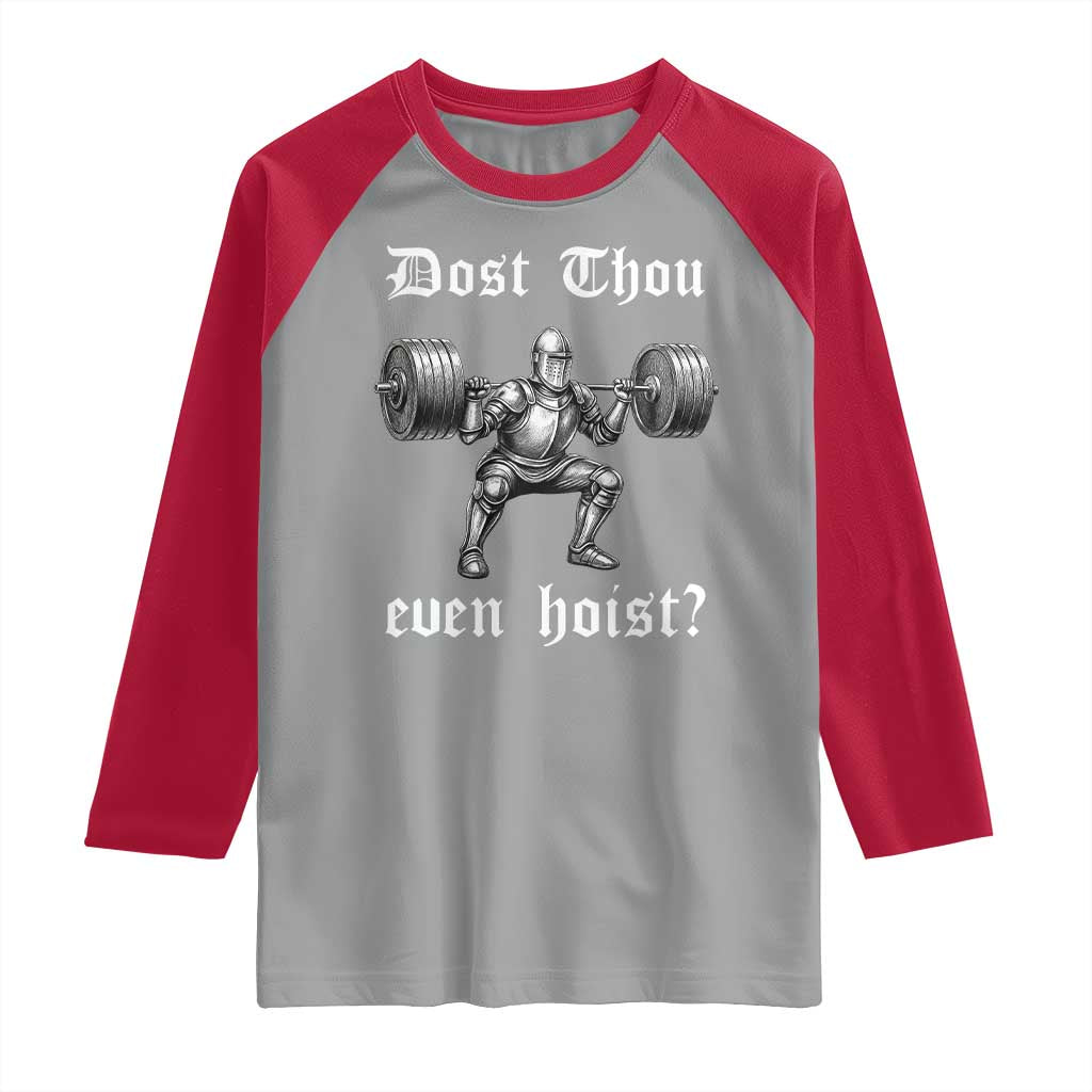 Knight Lifting Meme Raglan Shirt Funny Medieval Gym Dost Thou Even Hoist - Wonder Print Shop