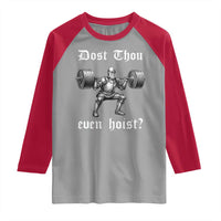 Knight Lifting Meme Raglan Shirt Funny Medieval Gym Dost Thou Even Hoist - Wonder Print Shop