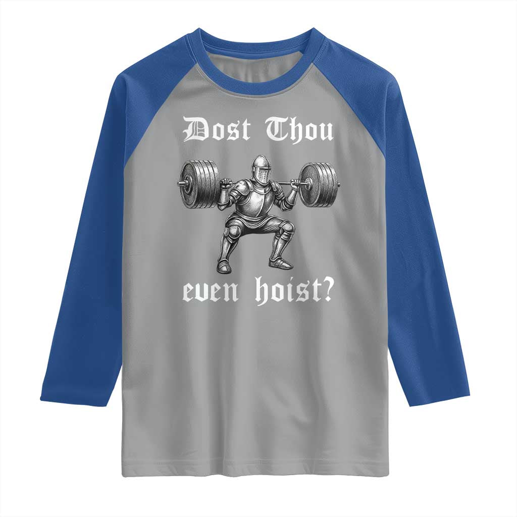 Knight Lifting Meme Raglan Shirt Funny Medieval Gym Dost Thou Even Hoist - Wonder Print Shop