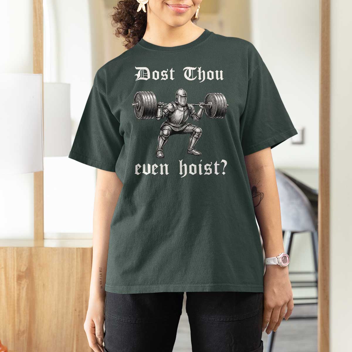 Knight Lifting Meme T Shirt For Women Funny Medieval Gym Dost Thou Even Hoist - Wonder Print Shop
