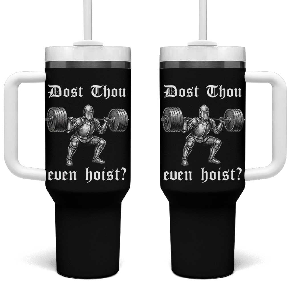 Knight Lifting Meme Tumbler With Handle Funny Medieval Gym Dost Thou Even Hoist - Wonder Print Shop