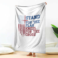 Stand For The Flag Kneel For The Cross Throw Blanket Cross US Flag American Patriotic Christian Faith 4th of July