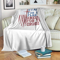 Stand For The Flag Kneel For The Cross Throw Blanket Cross US Flag American Patriotic Christian Faith 4th of July
