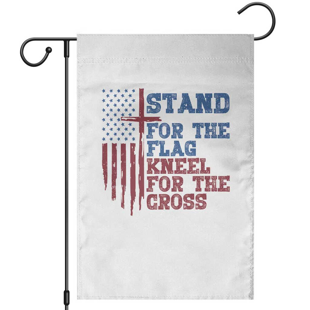 Stand For The Flag Kneel For The Cross Garden Flag Cross US Flag American Patriotic Christian Faith 4th of July
