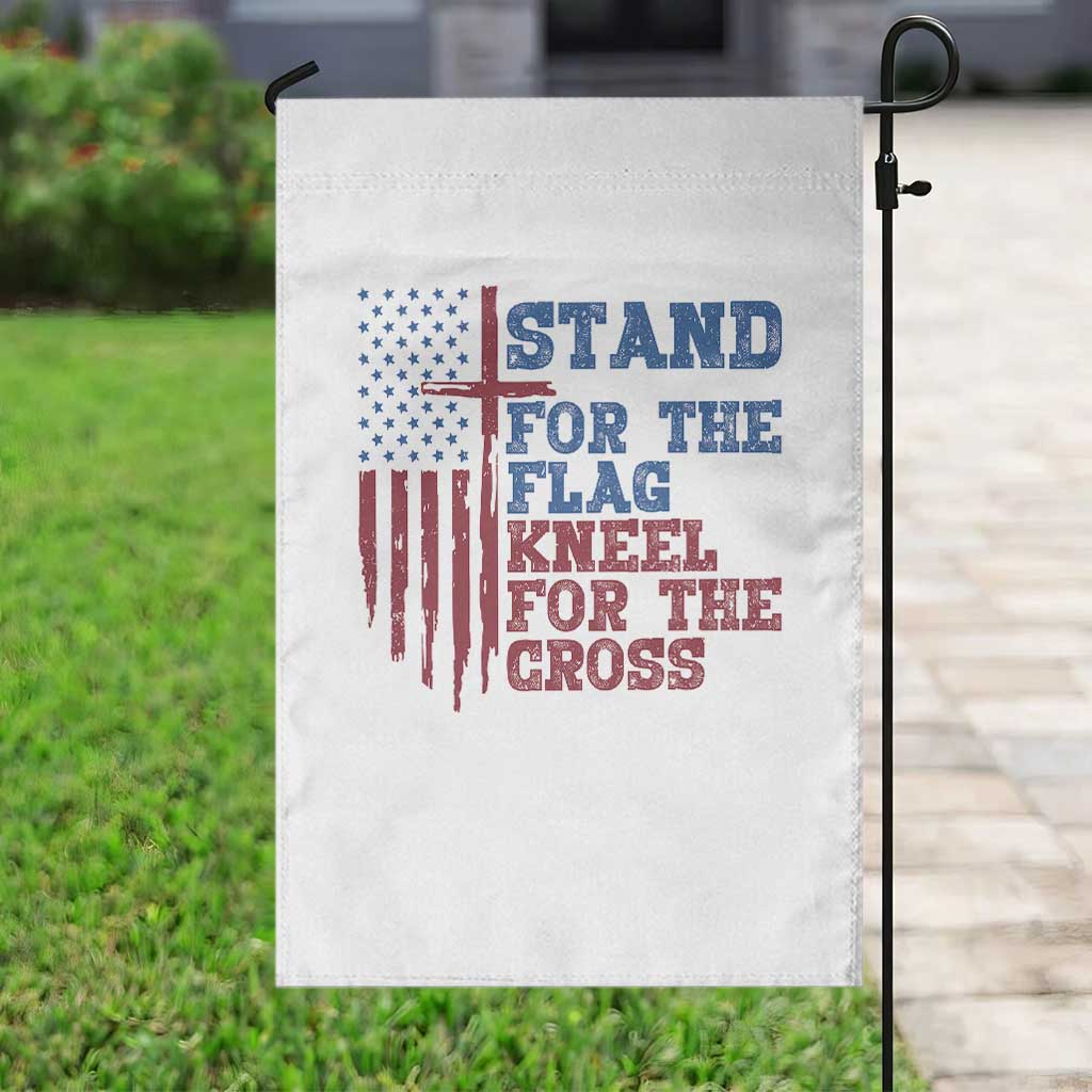 Stand For The Flag Kneel For The Cross Garden Flag Cross US Flag American Patriotic Christian Faith 4th of July