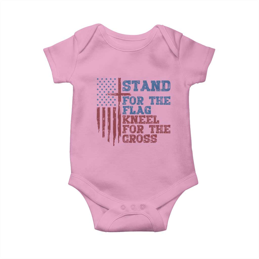 Stand For The Flag Kneel For The Cross Baby Onesie Cross US Flag American Patriotic Christian Faith 4th of July