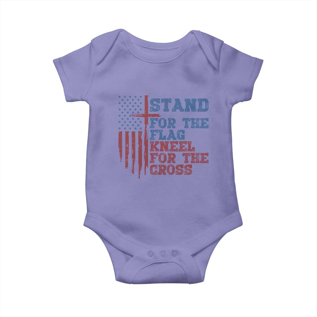Stand For The Flag Kneel For The Cross Baby Onesie Cross US Flag American Patriotic Christian Faith 4th of July