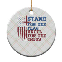 Stand For The Flag Kneel For The Cross Ceramic Ornament Cross US Flag American Patriotic Christian Faith 4th of July
