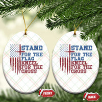 Stand For The Flag Kneel For The Cross Ceramic Ornament Cross US Flag American Patriotic Christian Faith 4th of July