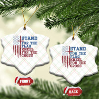 Stand For The Flag Kneel For The Cross Ceramic Ornament Cross US Flag American Patriotic Christian Faith 4th of July