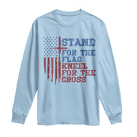 Stand For The Flag Kneel For The Cross Long Sleeve Shirt Cross US Flag American Patriotic Christian Faith 4th of July