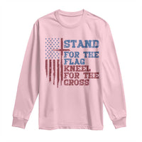 Stand For The Flag Kneel For The Cross Long Sleeve Shirt Cross US Flag American Patriotic Christian Faith 4th of July
