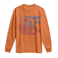 Stand For The Flag Kneel For The Cross Long Sleeve Shirt Cross US Flag American Patriotic Christian Faith 4th of July