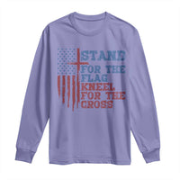 Stand For The Flag Kneel For The Cross Long Sleeve Shirt Cross US Flag American Patriotic Christian Faith 4th of July
