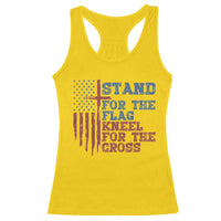 Stand For The Flag Kneel For The Cross Racerback Tank Top Cross US Flag American Patriotic Christian Faith 4th of July