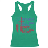 Stand For The Flag Kneel For The Cross Racerback Tank Top Cross US Flag American Patriotic Christian Faith 4th of July