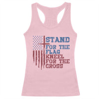 Stand For The Flag Kneel For The Cross Racerback Tank Top Cross US Flag American Patriotic Christian Faith 4th of July