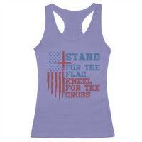 Stand For The Flag Kneel For The Cross Racerback Tank Top Cross US Flag American Patriotic Christian Faith 4th of July