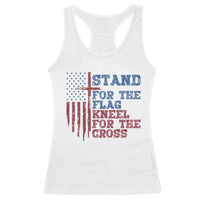 Stand For The Flag Kneel For The Cross Racerback Tank Top Cross US Flag American Patriotic Christian Faith 4th of July