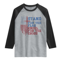 Stand For The Flag Kneel For The Cross Raglan Shirt Cross US Flag American Patriotic Christian Faith 4th of July