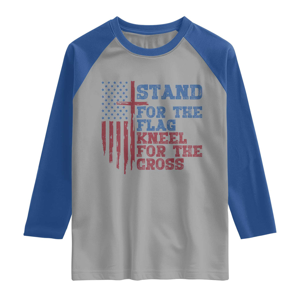 Stand For The Flag Kneel For The Cross Raglan Shirt Cross US Flag American Patriotic Christian Faith 4th of July