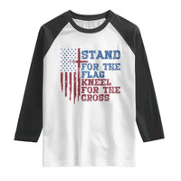 Stand For The Flag Kneel For The Cross Raglan Shirt Cross US Flag American Patriotic Christian Faith 4th of July