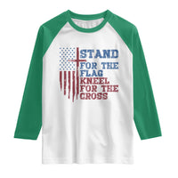 Stand For The Flag Kneel For The Cross Raglan Shirt Cross US Flag American Patriotic Christian Faith 4th of July
