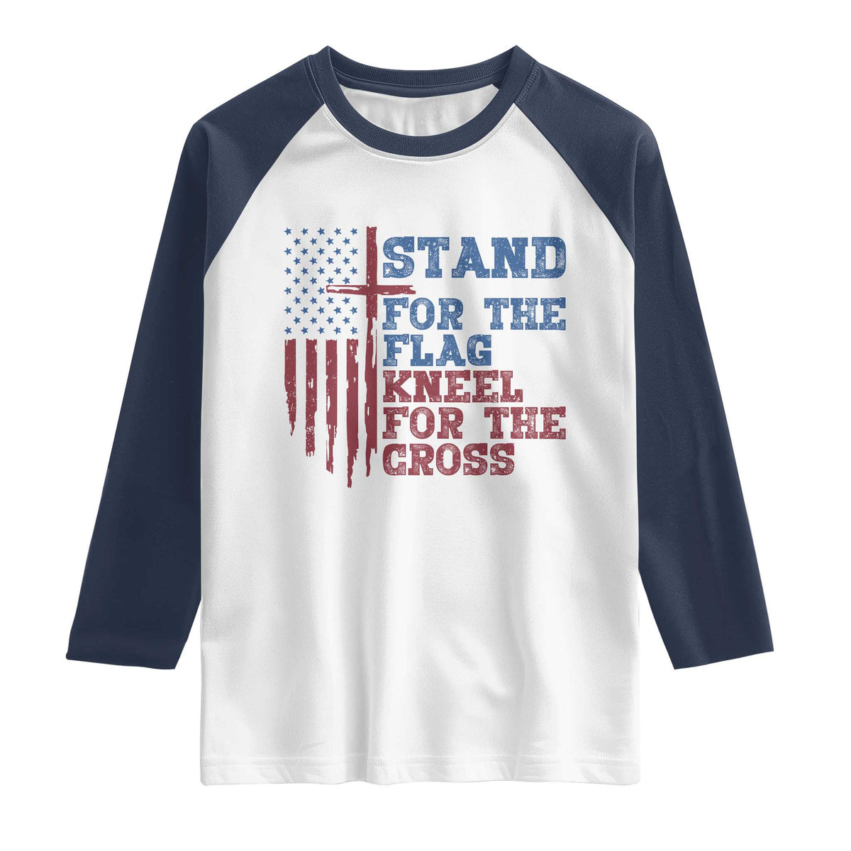 Stand For The Flag Kneel For The Cross Raglan Shirt Cross US Flag American Patriotic Christian Faith 4th of July