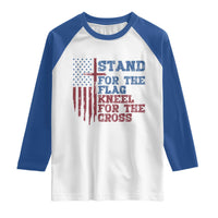 Stand For The Flag Kneel For The Cross Raglan Shirt Cross US Flag American Patriotic Christian Faith 4th of July