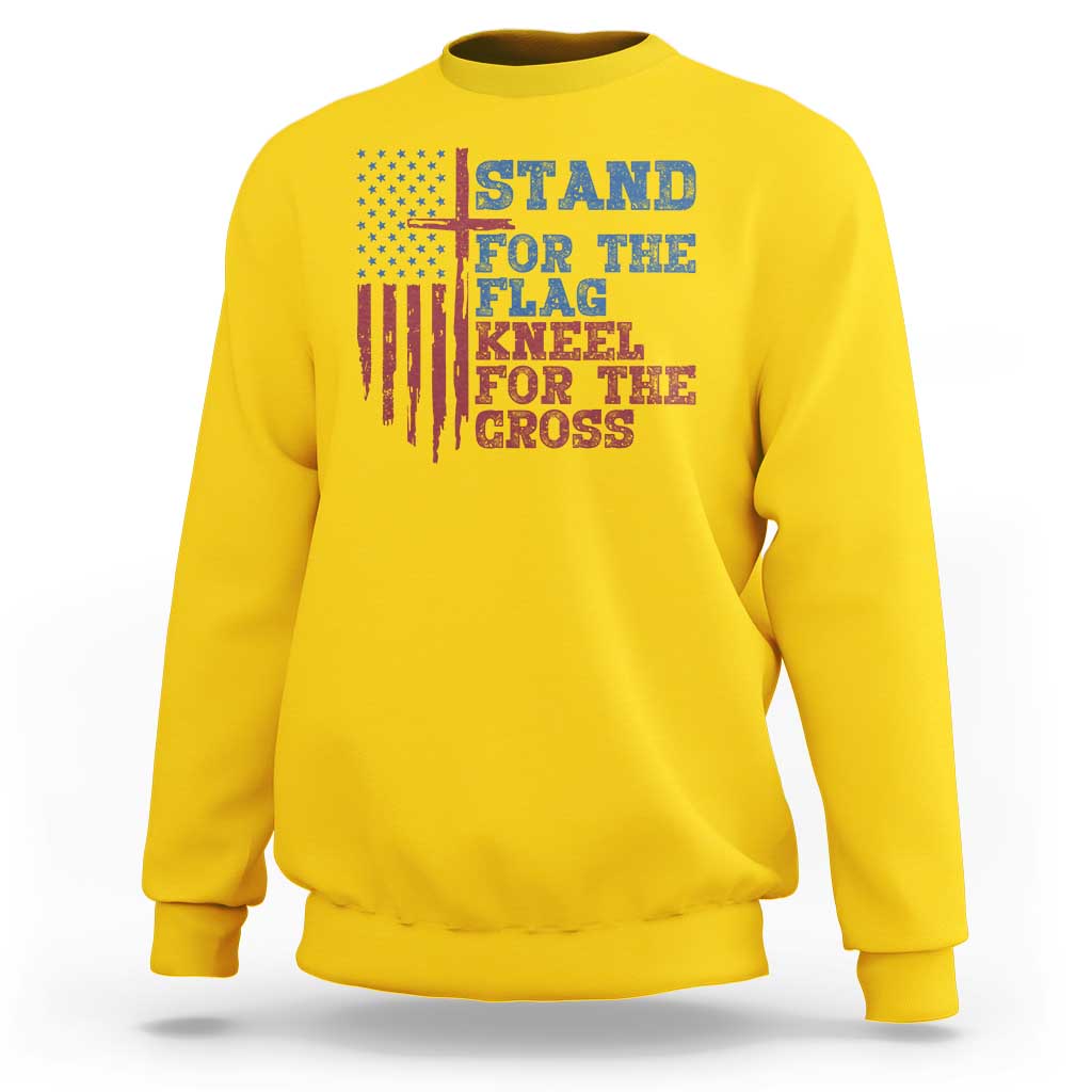 Stand For The Flag Kneel For The Cross Sweatshirt Cross US Flag American Patriotic Christian Faith 4th of July