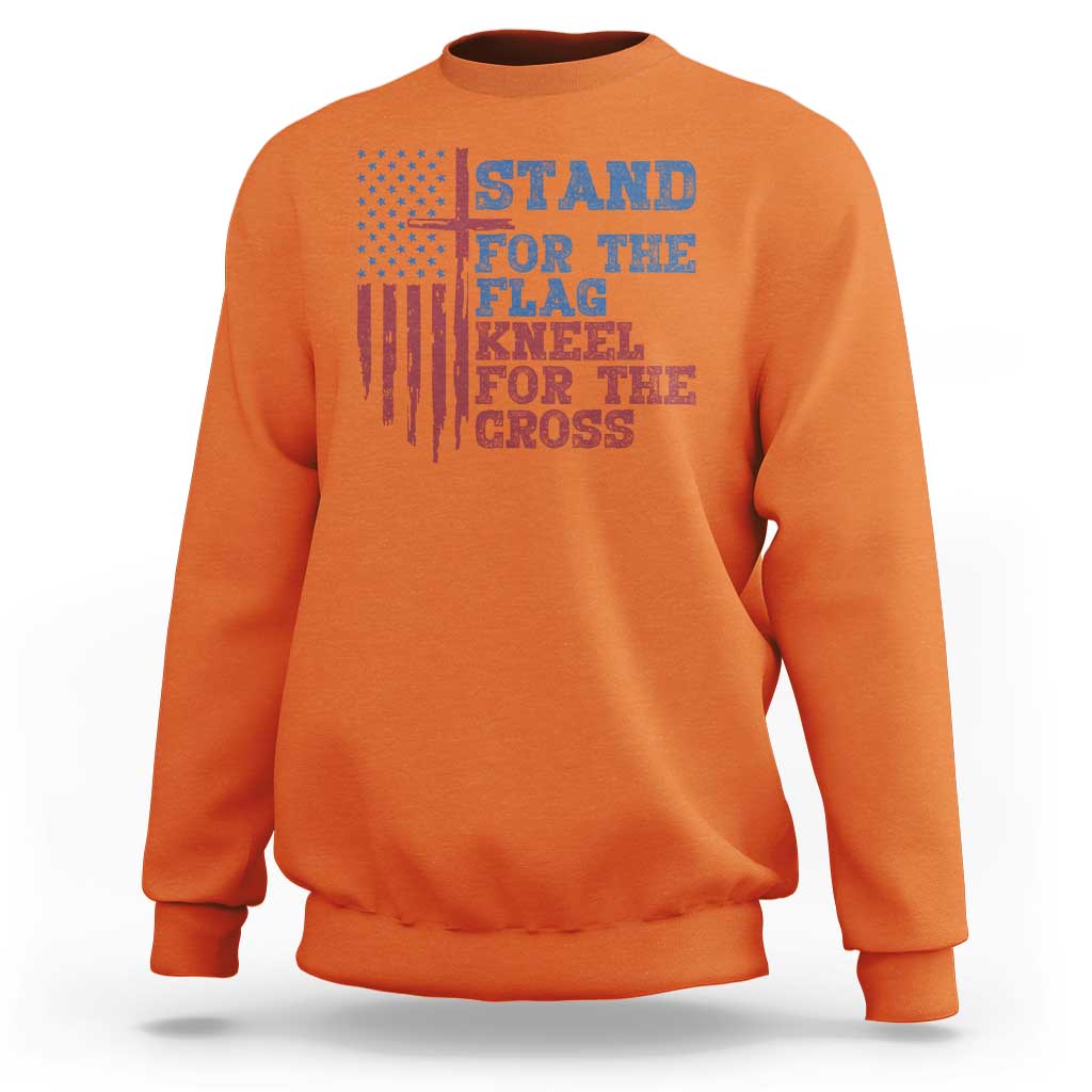 Stand For The Flag Kneel For The Cross Sweatshirt Cross US Flag American Patriotic Christian Faith 4th of July