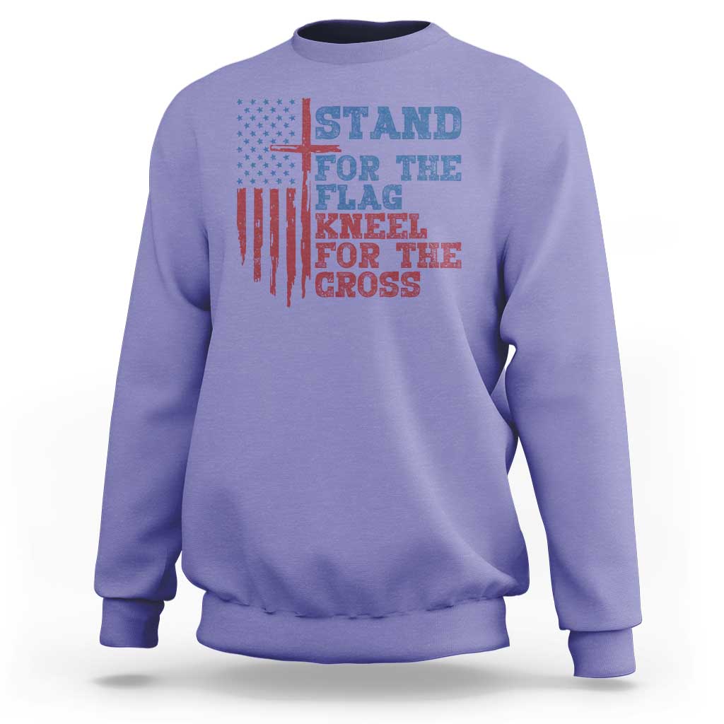 Stand For The Flag Kneel For The Cross Sweatshirt Cross US Flag American Patriotic Christian Faith 4th of July